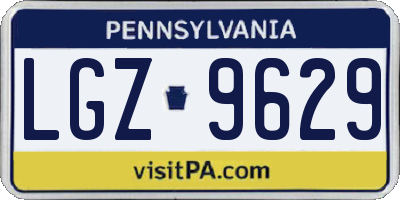 PA license plate LGZ9629