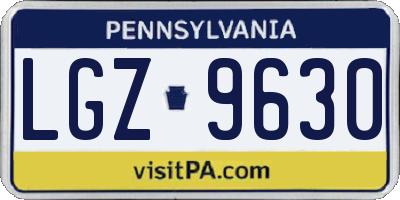PA license plate LGZ9630