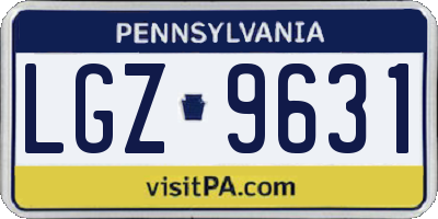 PA license plate LGZ9631