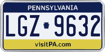 PA license plate LGZ9632