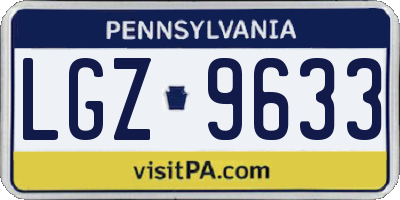PA license plate LGZ9633
