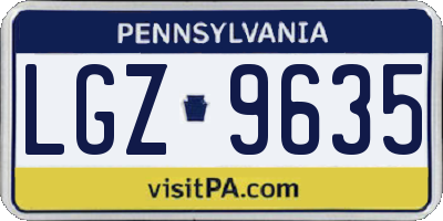 PA license plate LGZ9635