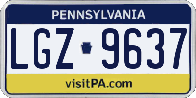 PA license plate LGZ9637
