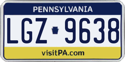 PA license plate LGZ9638