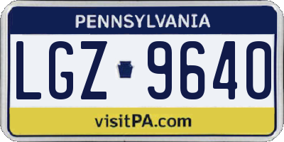 PA license plate LGZ9640