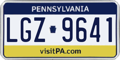 PA license plate LGZ9641
