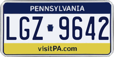 PA license plate LGZ9642