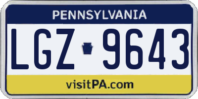 PA license plate LGZ9643