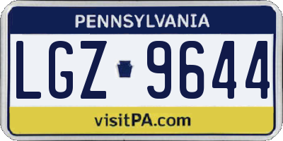 PA license plate LGZ9644