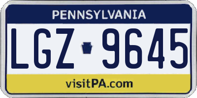PA license plate LGZ9645