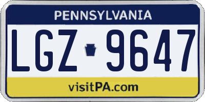 PA license plate LGZ9647