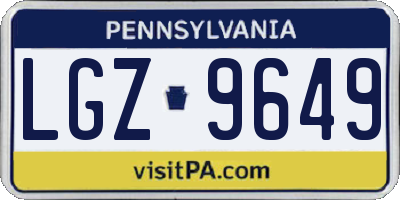 PA license plate LGZ9649