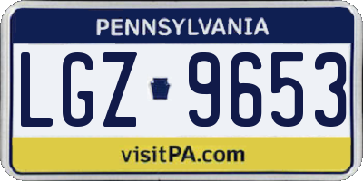 PA license plate LGZ9653