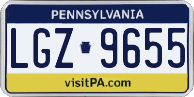 PA license plate LGZ9655