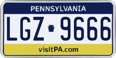 PA license plate LGZ9666