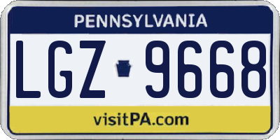 PA license plate LGZ9668