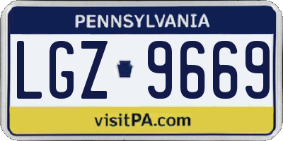PA license plate LGZ9669