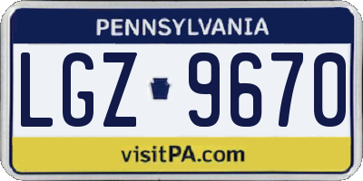 PA license plate LGZ9670