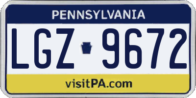 PA license plate LGZ9672