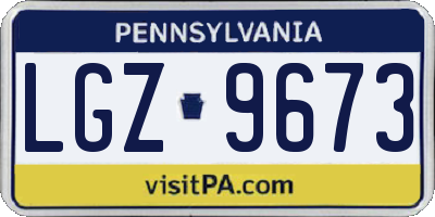 PA license plate LGZ9673