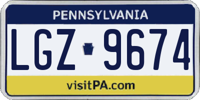 PA license plate LGZ9674