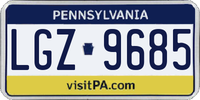 PA license plate LGZ9685