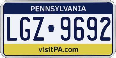 PA license plate LGZ9692