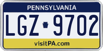 PA license plate LGZ9702