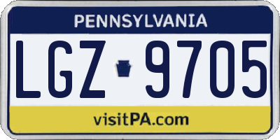PA license plate LGZ9705
