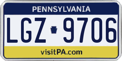 PA license plate LGZ9706