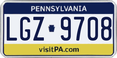 PA license plate LGZ9708