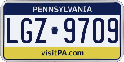 PA license plate LGZ9709