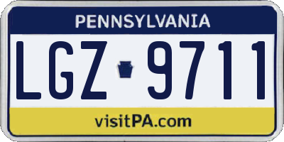 PA license plate LGZ9711