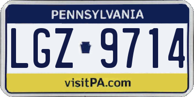 PA license plate LGZ9714