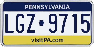 PA license plate LGZ9715