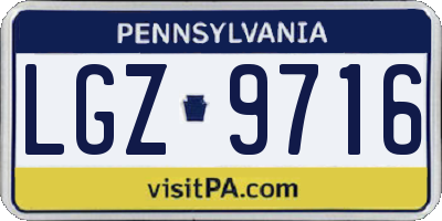 PA license plate LGZ9716