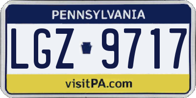 PA license plate LGZ9717