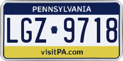 PA license plate LGZ9718