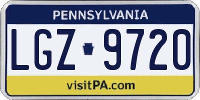 PA license plate LGZ9720