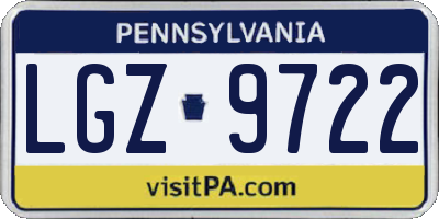 PA license plate LGZ9722