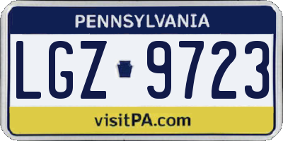PA license plate LGZ9723