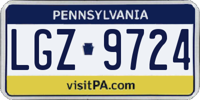 PA license plate LGZ9724