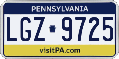 PA license plate LGZ9725