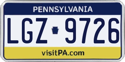 PA license plate LGZ9726
