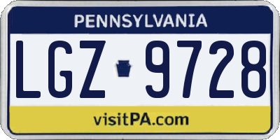 PA license plate LGZ9728