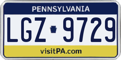 PA license plate LGZ9729