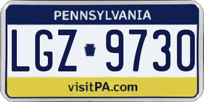 PA license plate LGZ9730