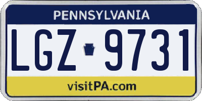 PA license plate LGZ9731