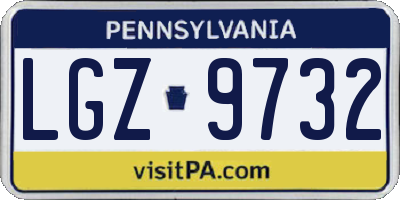 PA license plate LGZ9732