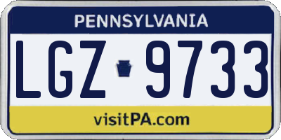 PA license plate LGZ9733